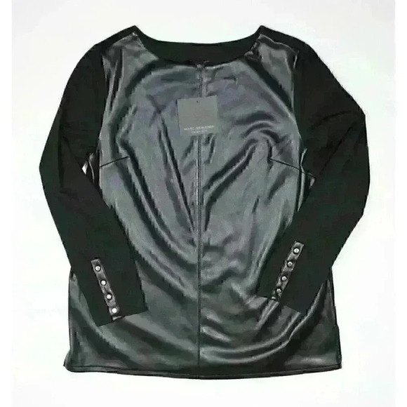 NEW Marc New York Women's M Long Sleeve Faux Leather Front Ponte Tunic Top - Picture 1 of 2